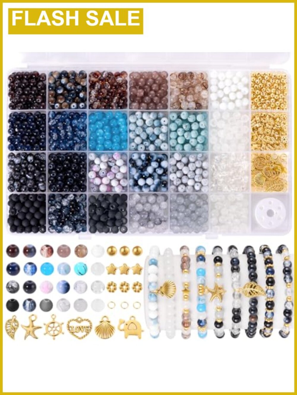 Glass Beads Jewelry Making Kit 1377pc Bracelet Craft Set